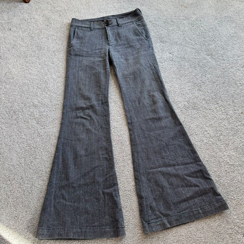 7 For All Mankind Wide Leg Trousers Soft Flowy Stretchy Denim Dark Gray Sz 27